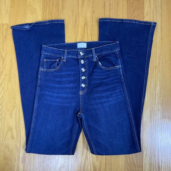Boyish Jeans Flare Leg Button Fly High Rise The Rickey Dark Wash (29) - Picture 1 of 8